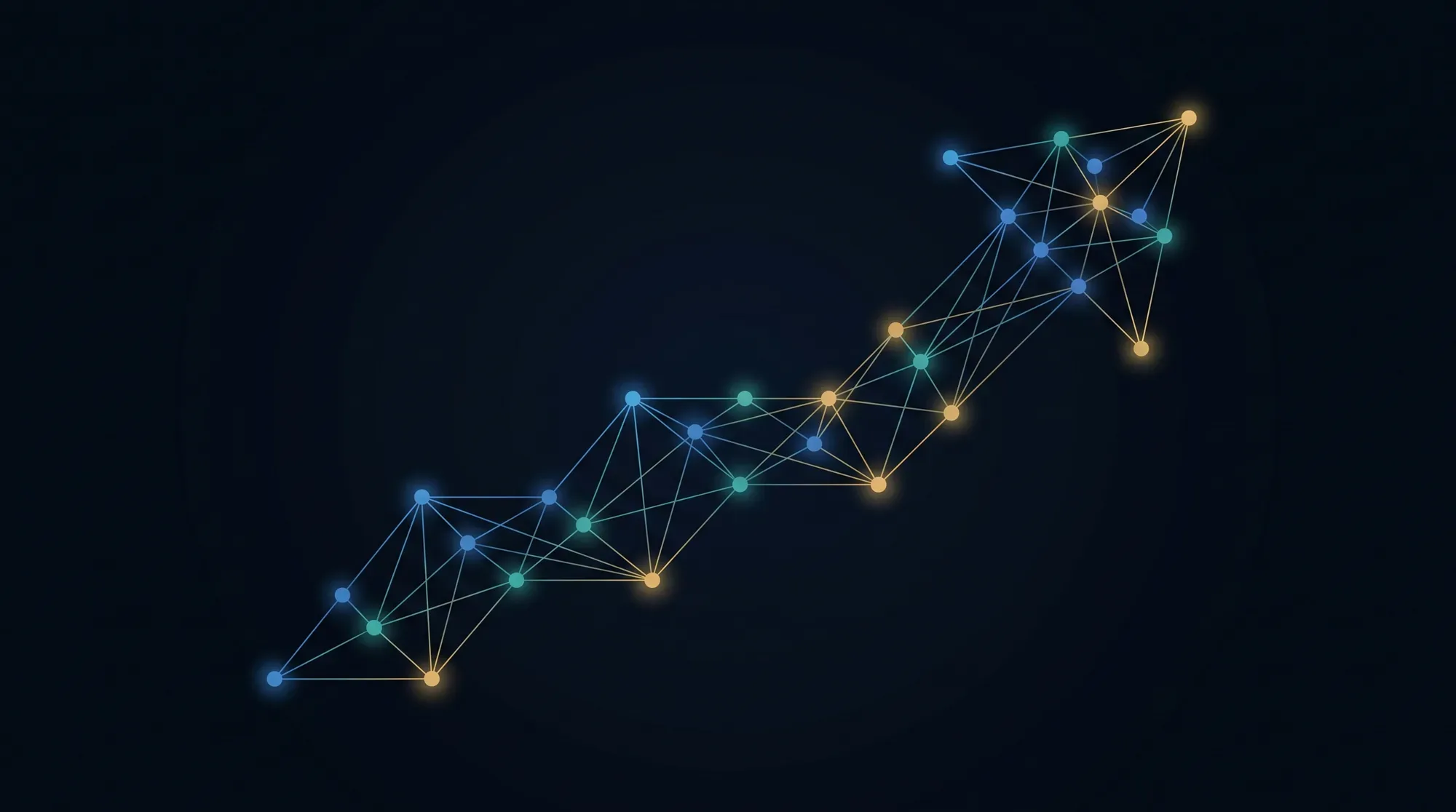 An ascending staircase of glowing constellation nodes, symbolizing growth through the Frontline Manager Foundations program