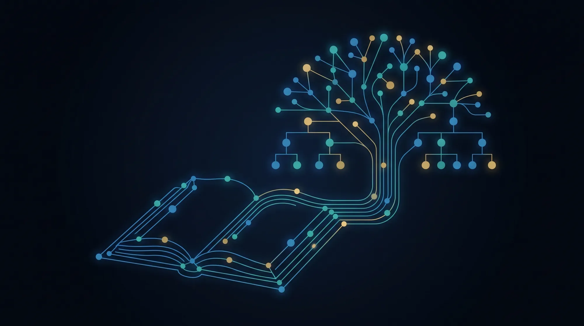 An open book merging into a branching constellation tree, representing Pediment Mindworks' named leadership programs